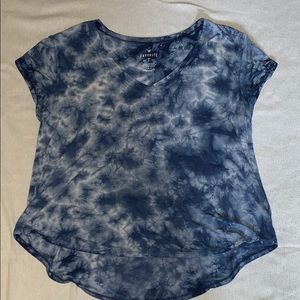 White and blue short sleeve shirt